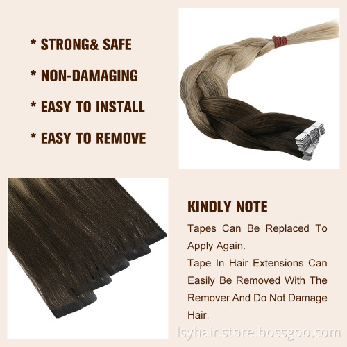 Super Highlight Bayalage Color Tape Hair Extensions,Mega Waterproof Human Hair Adhesive Replaceable 3m Tpae In Eurasian Hair